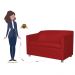 Combo 02 Namoradeira Decorativa Tilla Pés Cromados Suede Vermelho - DS Estofados