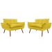 Combo 02 Namoradeira Poltrona Sofá decorativa 02 Lugares Opalla Pés Palito Amarelo - DS Estofados