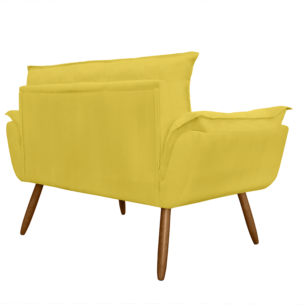 Combo 02 Namoradeira Poltrona Sofá decorativa 02 Lugares Opalla Pés Palito Amarelo - DS Estofados