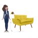 Combo 02 Namoradeira Poltrona Sofá decorativa 02 Lugares Opalla Pés Palito Amarelo - DS Estofados
