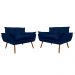 Combo 02 Namoradeira Poltrona Sofá decorativa 02 Lugares Opalla Pés Palito Azul Marinho - DS Estofados