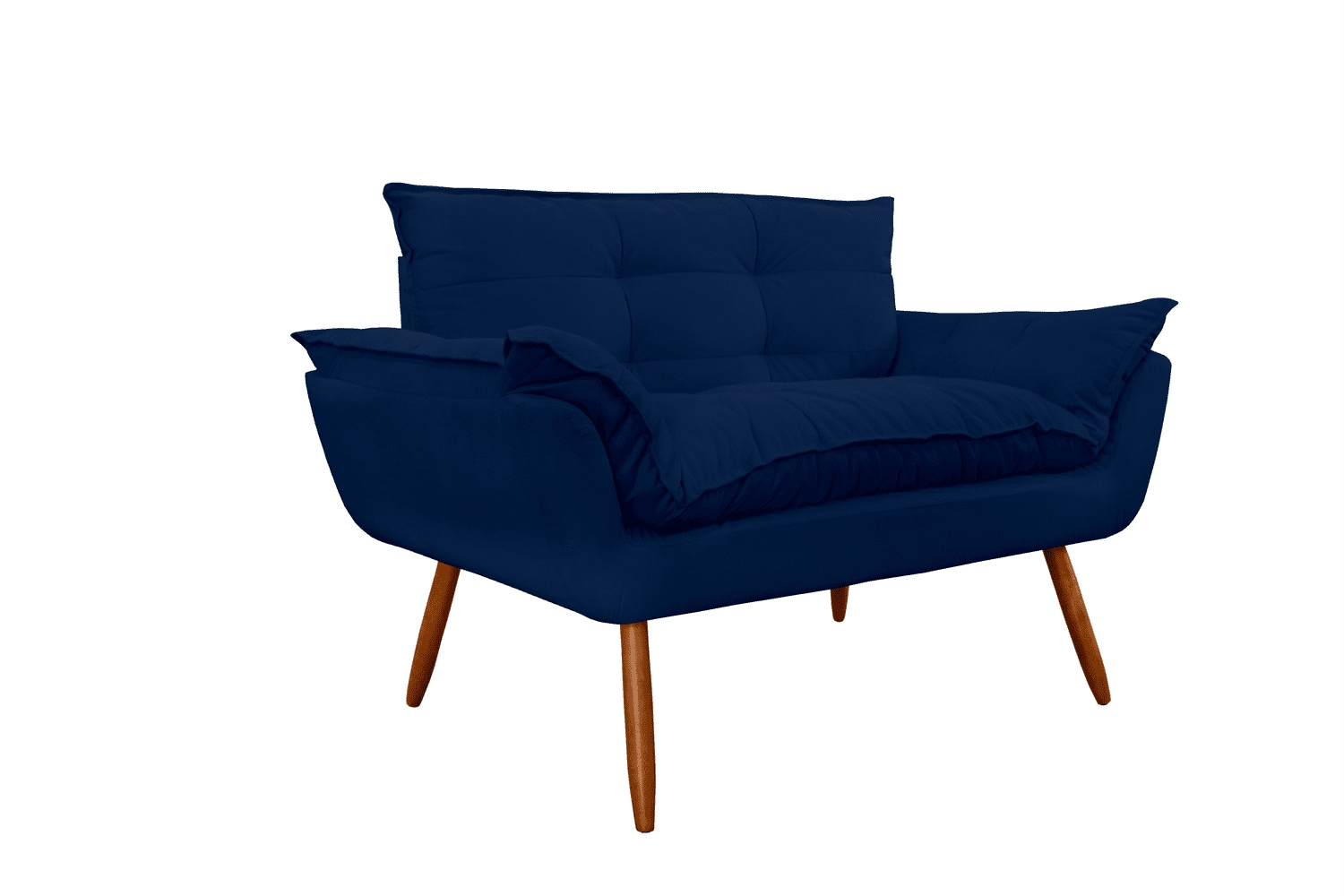 Combo 02 Namoradeira Poltrona Sofá decorativa 02 Lugares Opalla Pés Palito Azul Marinho - DS Estofados