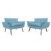 Combo 02 Namoradeira Poltrona Sofá decorativa 02 Lugares Opalla Pés Palito Azul Turquesa - DS Estofados
