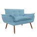 Combo 02 Namoradeira Poltrona Sofá decorativa 02 Lugares Opalla Pés Palito Azul Turquesa - DS Estofados