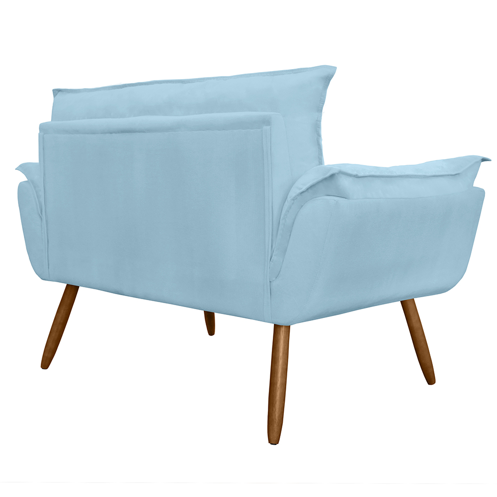 Combo 02 Namoradeira Poltrona Sofá decorativa 02 Lugares Opalla Pés Palito Azul Turquesa - DS Estofados