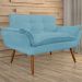 Combo 02 Namoradeira Poltrona Sofá decorativa 02 Lugares Opalla Pés Palito Azul Turquesa - DS Estofados