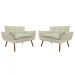 Combo 02 Namoradeira Poltrona Sofá decorativa 02 Lugares Opalla Pés Palito Bege - DS Estofados