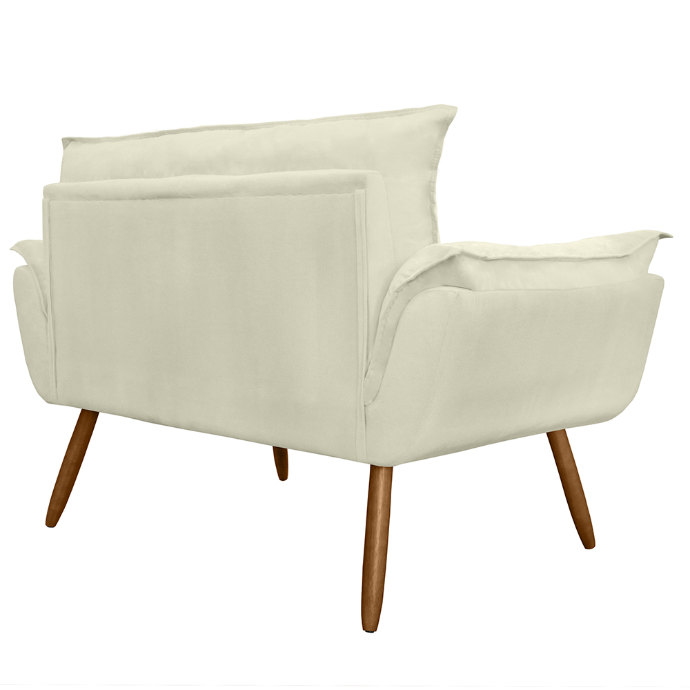 Combo 02 Namoradeira Poltrona Sofá decorativa 02 Lugares Opalla Pés Palito Bege - DS Estofados