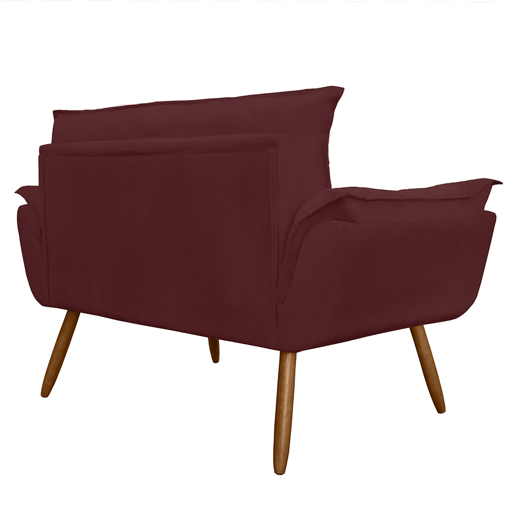 Combo 02 Namoradeira Poltrona Sofá decorativa 02 Lugares Opalla Pés Palito Bordô - DS Estofados