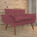 Combo 02 Namoradeira Poltrona Sofá decorativa 02 Lugares Opalla Pés Palito Bordô - DS Estofados