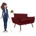 Combo 02 Namoradeira Poltrona Sofá decorativa 02 Lugares Opalla Pés Palito Bordô - DS Estofados
