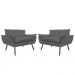 Combo 02 Namoradeira Poltrona Sofá decorativa 02 Lugares Opalla Pés Palito Cinza - DS Estofados