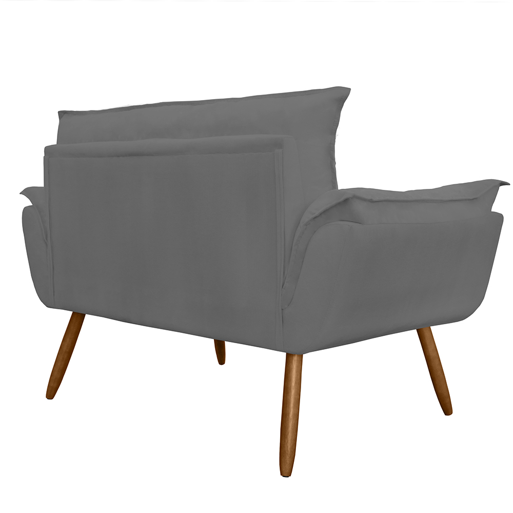 Combo 02 Namoradeira Poltrona Sofá decorativa 02 Lugares Opalla Pés Palito Cinza - DS Estofados