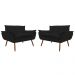 Combo 02 Namoradeira Poltrona Sofá decorativa 02 Lugares Opalla Pés Palito Preto - DS Estofados