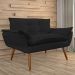 Combo 02 Namoradeira Poltrona Sofá decorativa 02 Lugares Opalla Pés Palito Preto - DS Estofados