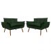 Combo 02 Namoradeira Poltrona Sofá decorativa 02 Lugares Opalla Pés Palito Verde - DS Estofados