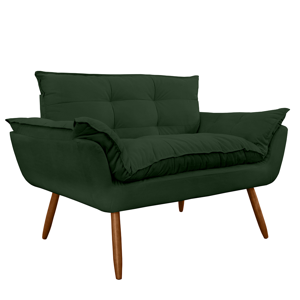 Combo 02 Namoradeira Poltrona Sofá decorativa 02 Lugares Opalla Pés Palito Verde - DS Estofados