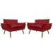 Combo 02 Namoradeira Poltrona Sofá decorativa 02 Lugares Opalla Pés Palito Vermelho - DS Estofados