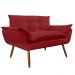 Combo 02 Namoradeira Poltrona Sofá decorativa 02 Lugares Opalla Pés Palito Vermelho - DS Estofados