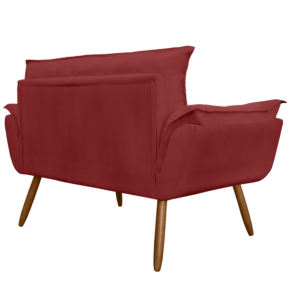 Combo 02 Namoradeira Poltrona Sofá decorativa 02 Lugares Opalla Pés Palito Vermelho - DS Estofados