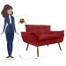 Combo 02 Namoradeira Poltrona Sofá decorativa 02 Lugares Opalla Pés Palito Vermelho - DS Estofados