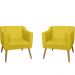 Combo 02 Poltrona Decorativa Lavinia Pés Palito Suede Amarelo - DS Estofados