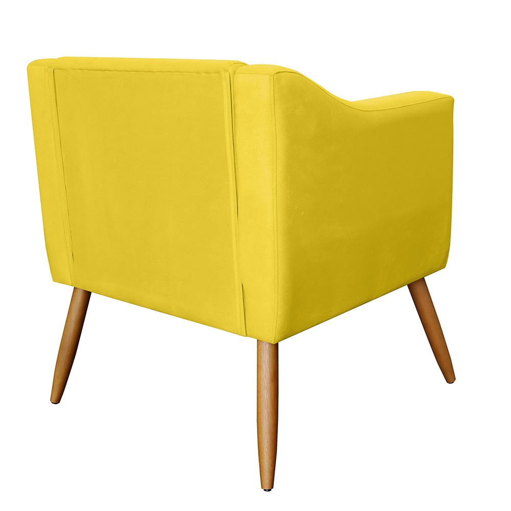 Combo 02 Poltrona Decorativa Lavinia Pés Palito Suede Amarelo - DS Estofados