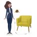 Combo 02 Poltrona Decorativa Lavinia Pés Palito Suede Amarelo - DS Estofados