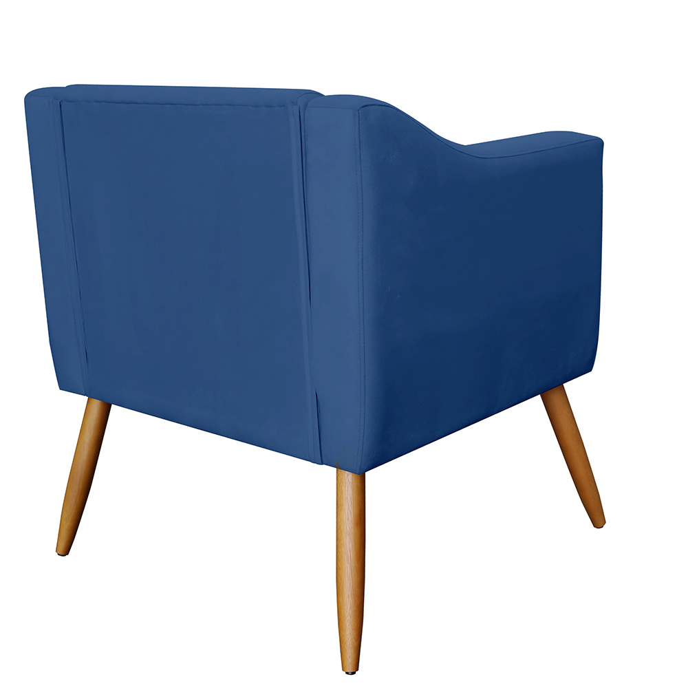 Combo 02 Poltrona Decorativa Lavinia Pés Palito Suede Azul Marinho - DS Estofados