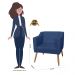 Combo 02 Poltrona Decorativa Lavinia Pés Palito Suede Azul Marinho - DS Estofados