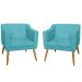 Combo 02 Poltrona Decorativa Lavinia Pés Palito Suede Azul Turquesa - DS Estofados