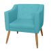 Combo 02 Poltrona Decorativa Lavinia Pés Palito Suede Azul Turquesa - DS Estofados