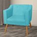 Combo 02 Poltrona Decorativa Lavinia Pés Palito Suede Azul Turquesa - DS Estofados