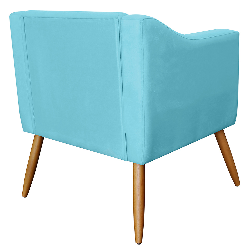 Combo 02 Poltrona Decorativa Lavinia Pés Palito Suede Azul Turquesa - DS Estofados