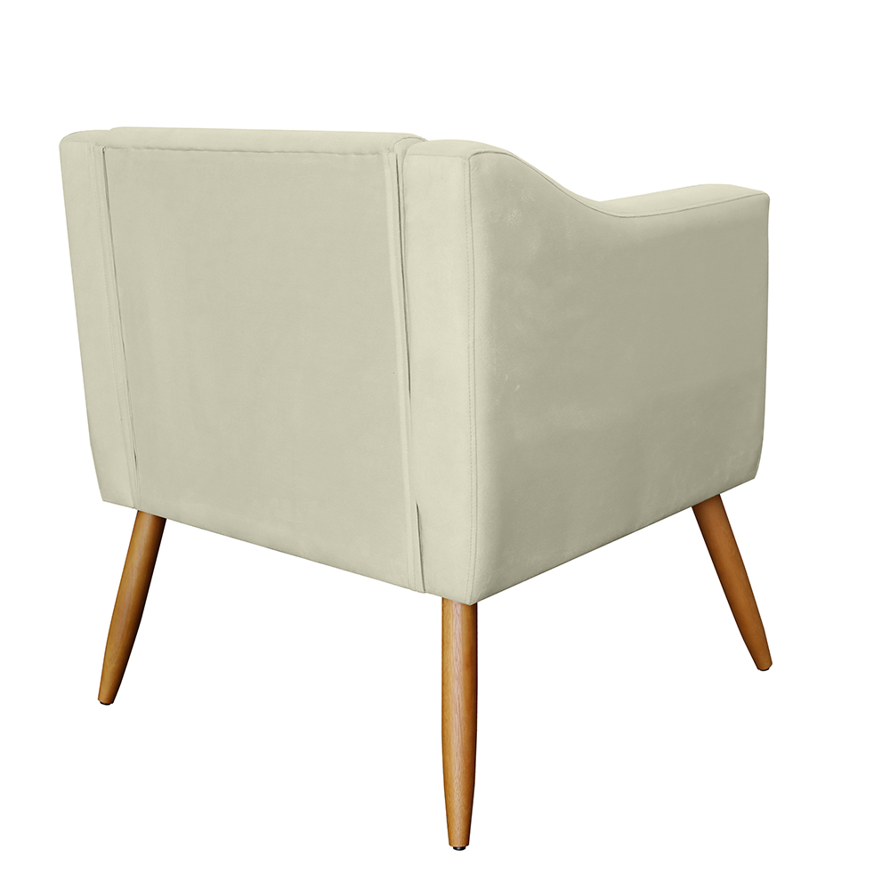 Combo 02 Poltrona Decorativa Lavinia Pés Palito Suede Bege - DS Estofados