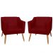 Combo 02 Poltrona Decorativa Lavinia Pés Palito Suede Bordô - DS Estofados
