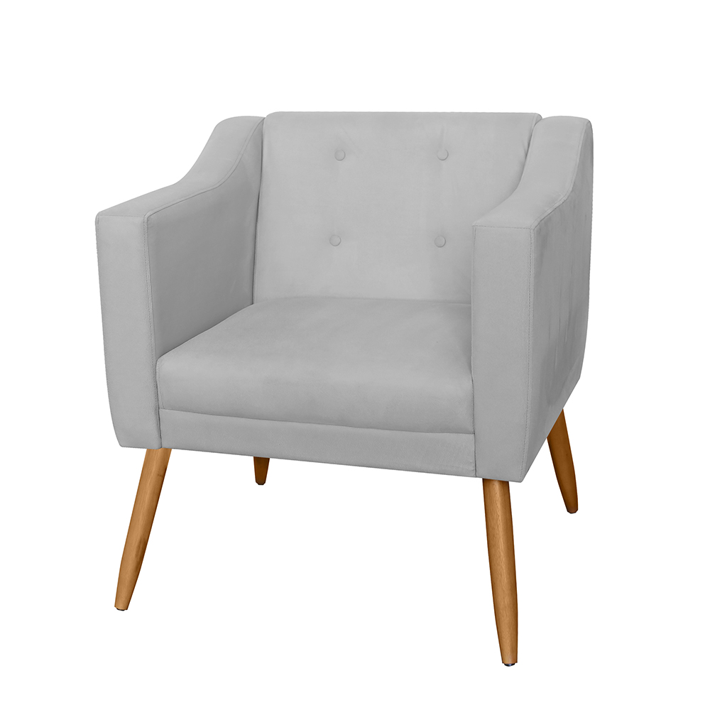 Combo 02 Poltrona Decorativa Lavinia Pés Palito Suede Branco - DS Estofados