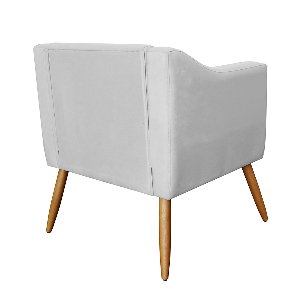 Combo 02 Poltrona Decorativa Lavinia Pés Palito Suede Branco - DS Estofados