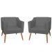 Combo 02 Poltrona Decorativa Lavinia Pés Palito Suede Cinza - DS Estofados