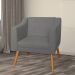 Combo 02 Poltrona Decorativa Lavinia Pés Palito Suede Cinza - DS Estofados