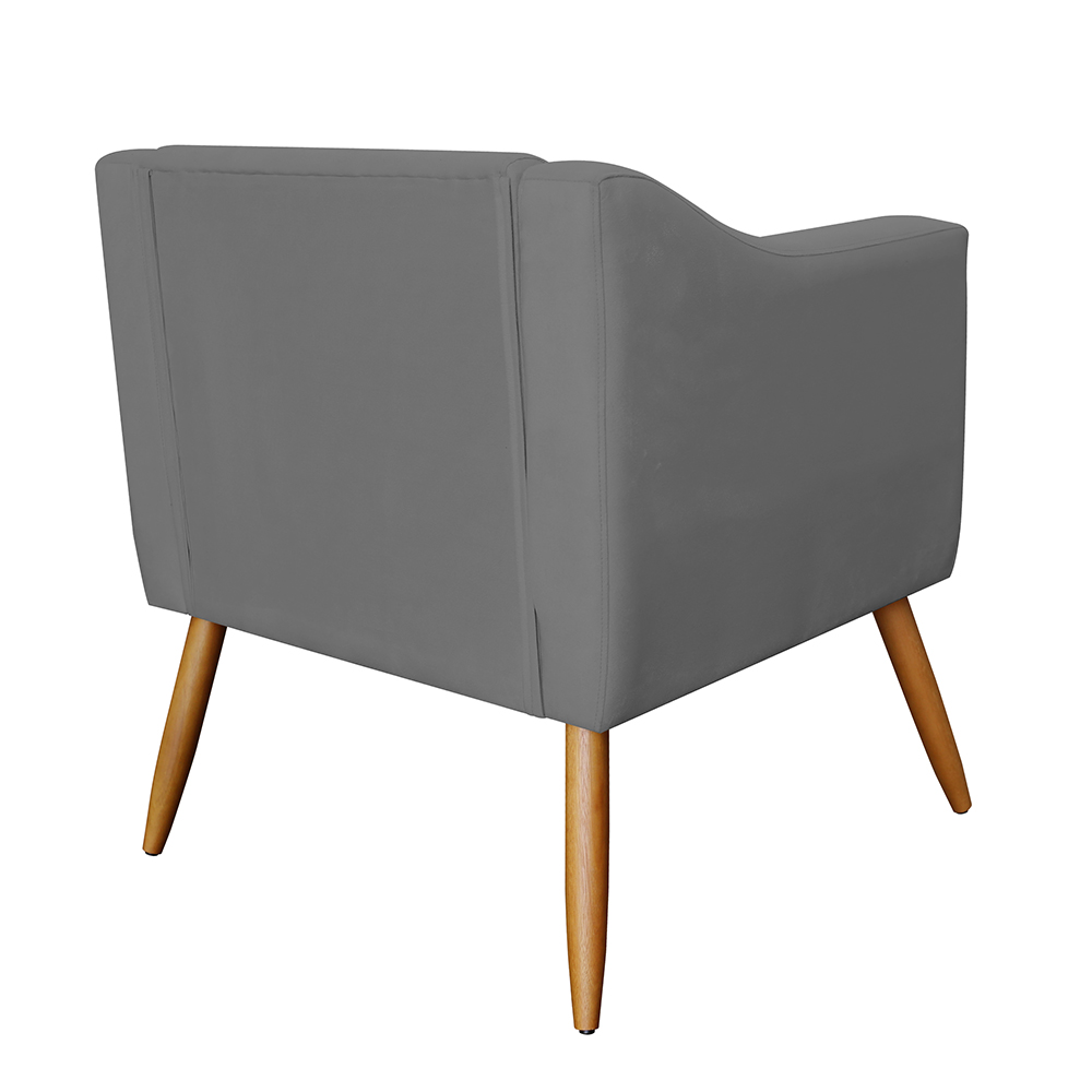 Combo 02 Poltrona Decorativa Lavinia Pés Palito Suede Cinza - DS Estofados