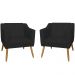Combo 02 Poltrona Decorativa Lavinia Pés Palito Suede Preto - DS Estofados