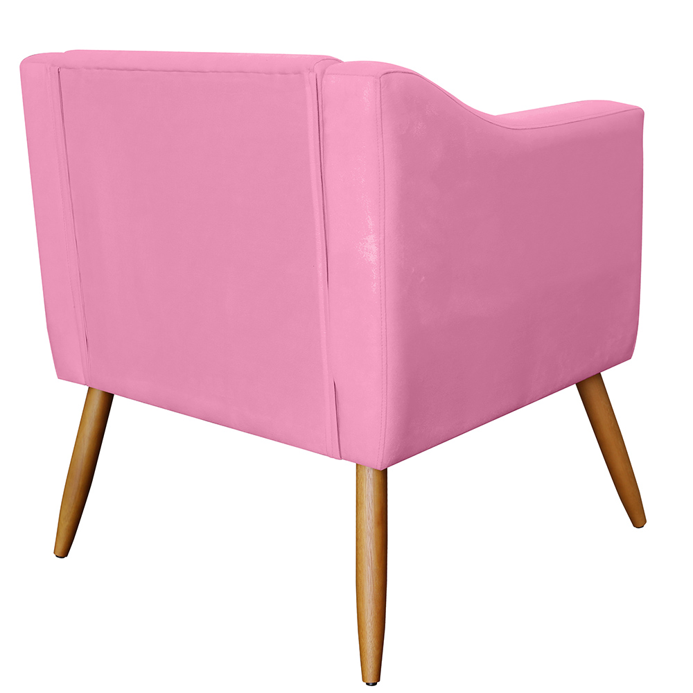 Combo 02 Poltrona Decorativa Lavinia Pés Palito Suede Rosa - DS Estofados