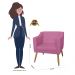 Combo 02 Poltrona Decorativa Lavinia Pés Palito Suede Rosa - DS Estofados