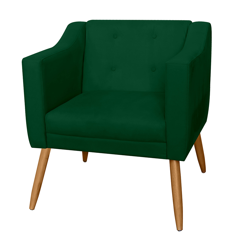 Combo 02 Poltrona Decorativa Lavinia Pés Palito Suede Verde - DS Estofados