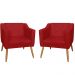 Combo 02 Poltrona Decorativa Lavinia Pés Palito Suede Vermelho - DS Estofados