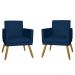 Combo 02 Poltrona Decorativa Pés Palito Nina Estilo Matelassê Azul Marinho - DS Estofados