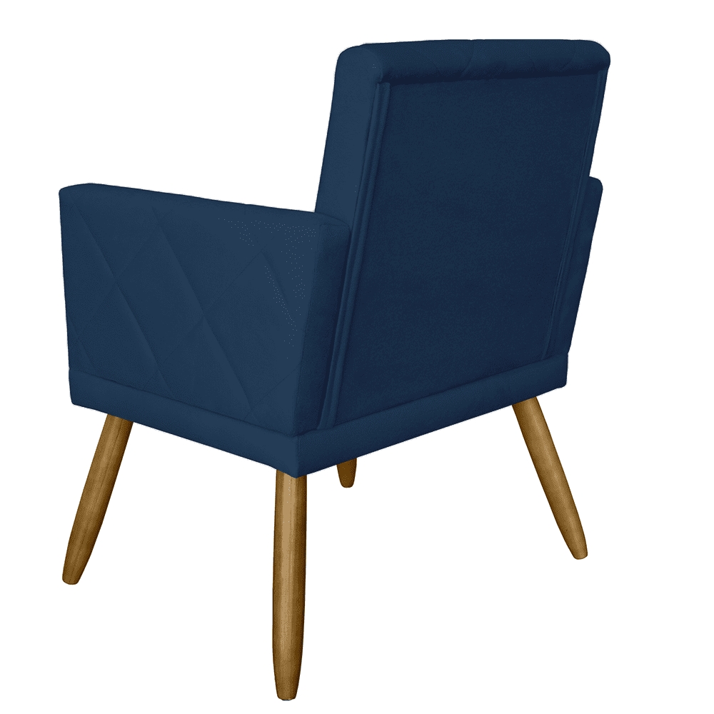 Combo 02 Poltrona Decorativa Pés Palito Nina Estilo Matelassê Azul Marinho - DS Estofados