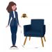 Combo 02 Poltrona Decorativa Pés Palito Nina Estilo Matelassê Azul Marinho - DS Estofados