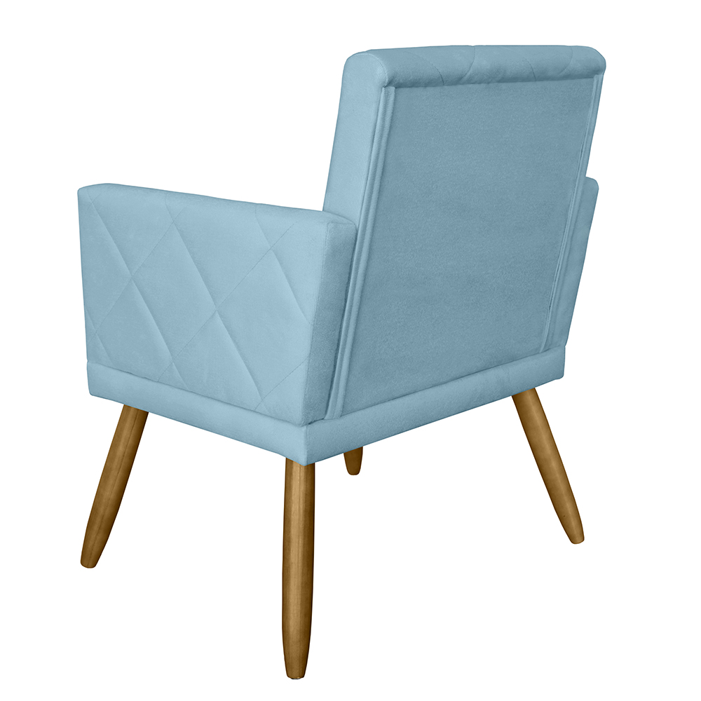 Combo 02 Poltrona Decorativa Pés Palito Nina Estilo Matelassê Azul Turquesa - DS Estofados
